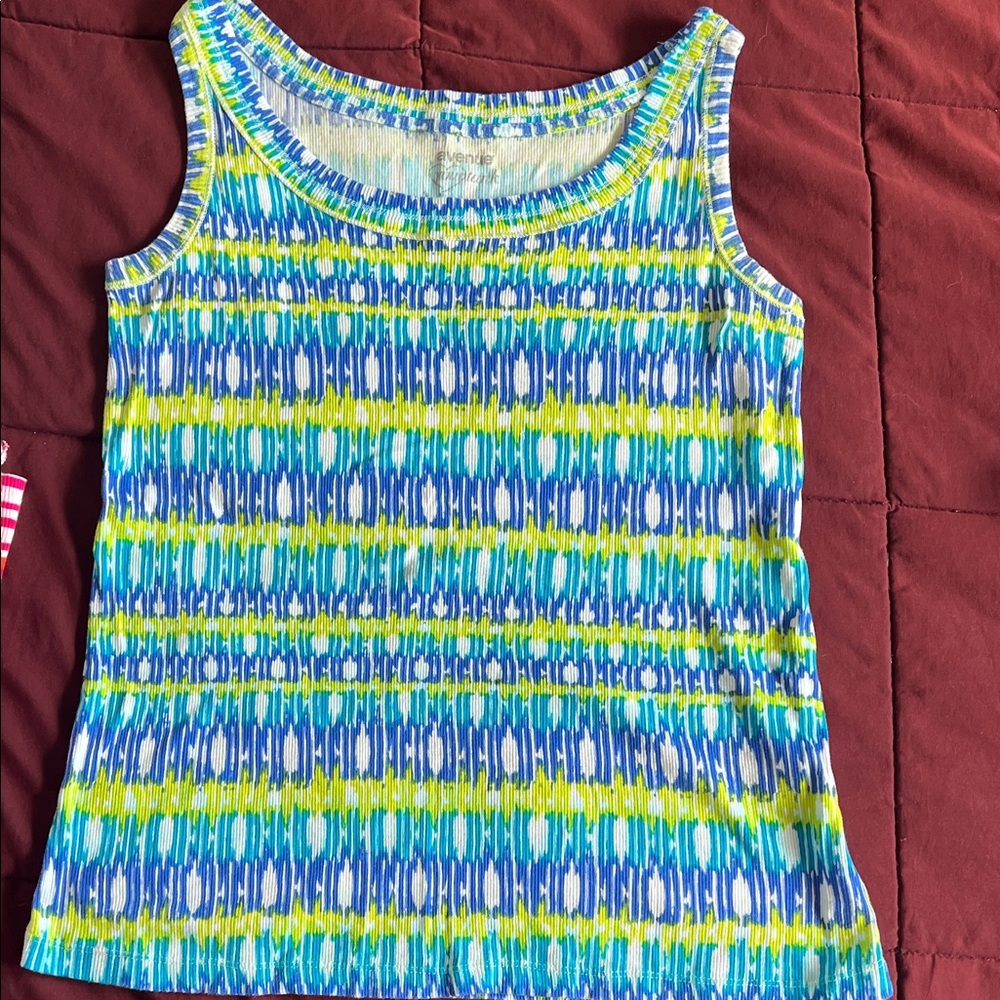 Avenue Blue and Yellow Patterned Tank Top